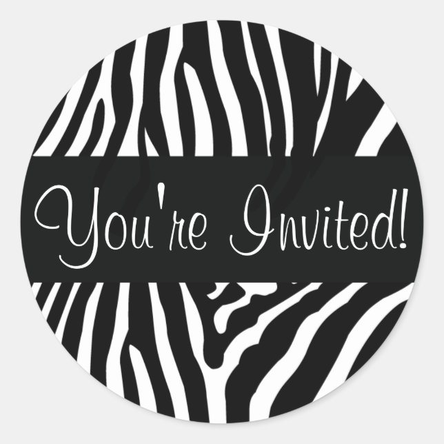 You're Invited Zebra Envelope Sticker Seal (Front)