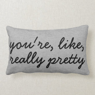 You're like really pretty rustic chic burlap linen lumbar cushion