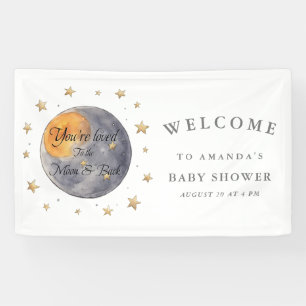 You're loved To the Moon Stars Baby Shower Banner