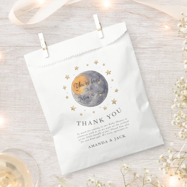 You're loved To the Moon Stars Baby Shower Favour Bags (Clipped)