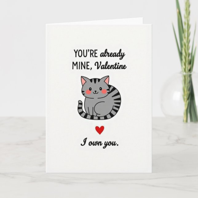 Youre Mine Valentine Cat Card (Front)