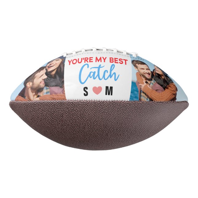 You're My Best Catch Custom 2 Photo Couple Names American Football (Rotated 270)