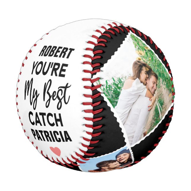 You're My Best Catch Custom Couples Names & Photo Baseball (Angled)