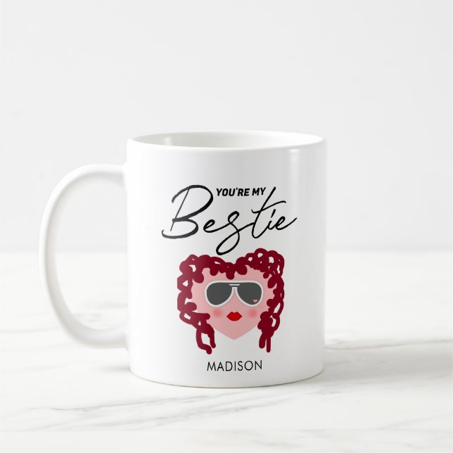 You're My Bestie Funny Best Friend Heart Name Coffee Mug (Left)