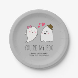 You're my Boo Halloween Kawaii Ghost Cute Grey  Paper Plate