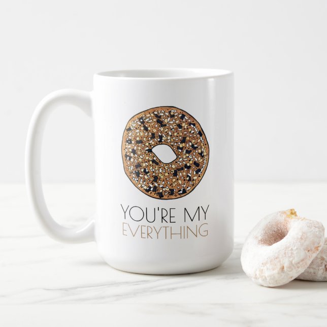 You're My Everything Bagel Breakfast Food Love Coffee Mug (With Donut)