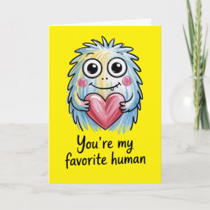 Youre My Favorite Human Cute Monster Valentine  Card