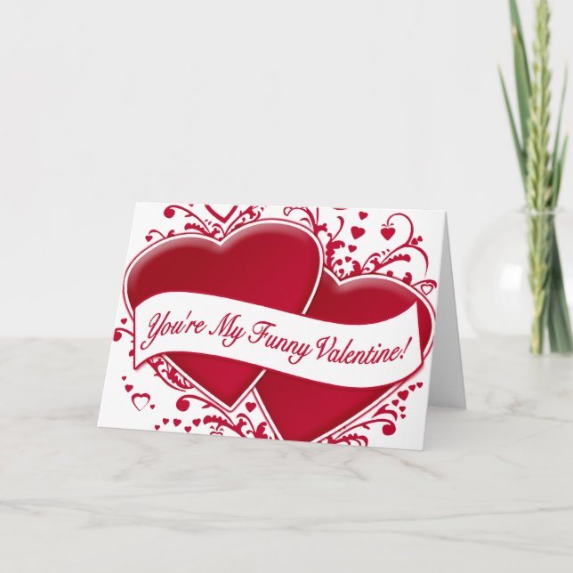 You're My Funny Valentine! Red Hearts Holiday Card (Front)