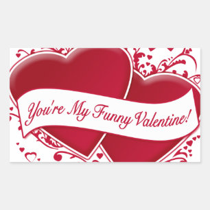 You're My Funny Valentine! Red Hearts Rectangular Sticker