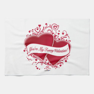 You're My Funny Valentine! Red Hearts Tea Towel