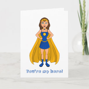 You're my hero cartoon custom thank you card