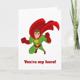 You're my hero cartoon custom thank you card