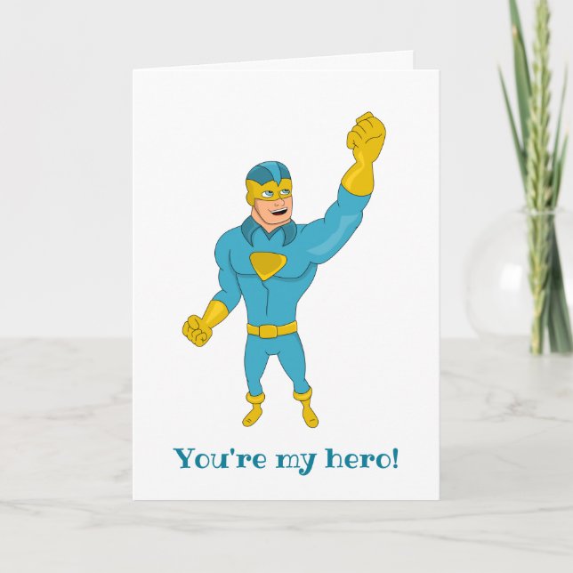 You're my hero cartoon custom thank you card (Front)