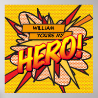 You're my HERO Fun Retro Comic Book Pop Art