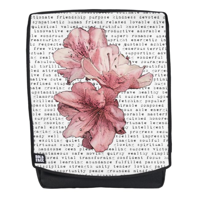 You're My Inspiration Words Typography Pink Flower Backpack (Front)