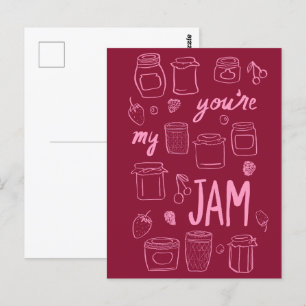 YOURE MY JAM Cute Jars Illustration Valentine Love Postcard