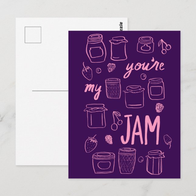 YOURE MY JAM Cute Jars Illustration Valentine Love Postcard (Front/Back)