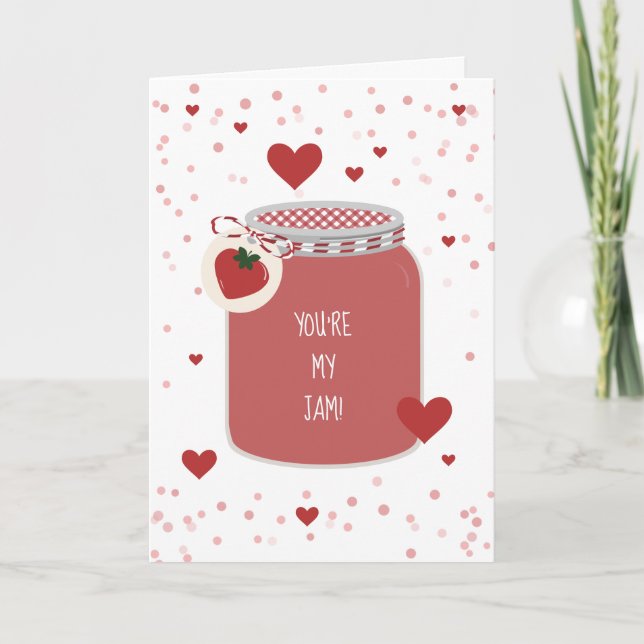 You're My Jam Strawberry Hearts Valentine Card (Front)