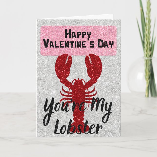 You're My Lobster Glitter Valentine Card (Front)