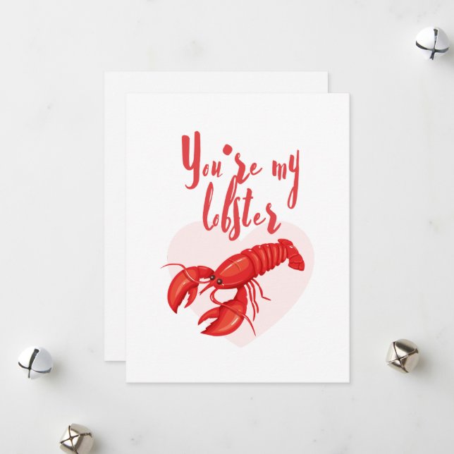 You're My Lobster Valentines Day Holiday Card (Front/Back In Situ)