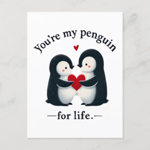 You're my penguin for life couple  postcard