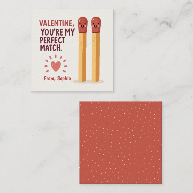 You're my perfect match Cute Valentine's Day Card (Front/Back)