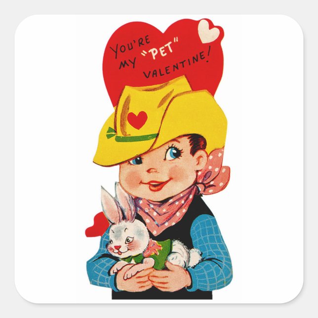 You're My "Pet" Valentine Cowboy Square Sticker (Front)