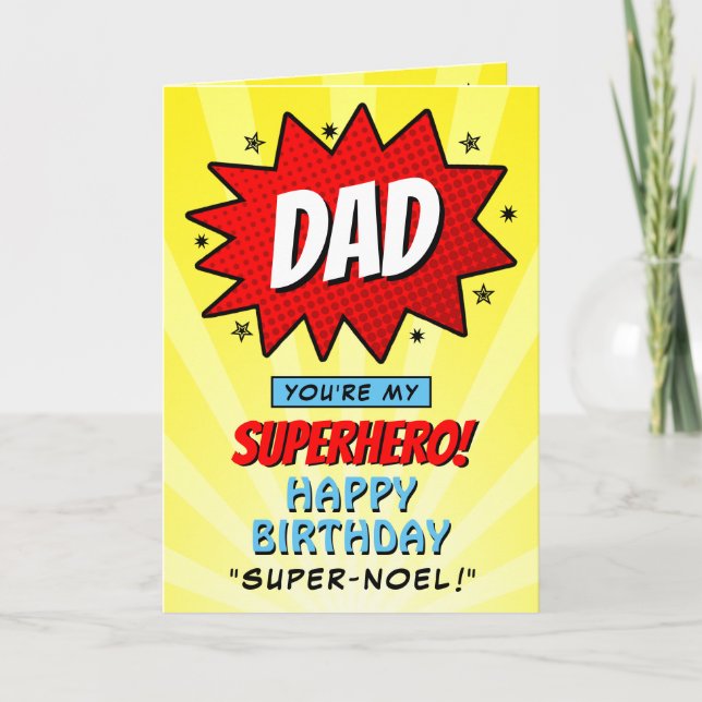 You're My Superhero Dad Birthday 2 Photo Card (Front)