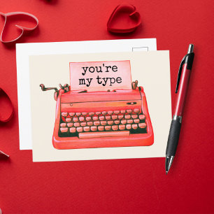 You're My Type Vintage Red Typewriter Nostalgic Postcard