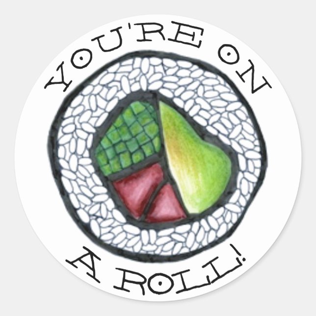 You're On a Roll! Good Work Teacher Homework Sushi Classic Round Sticker (Front)