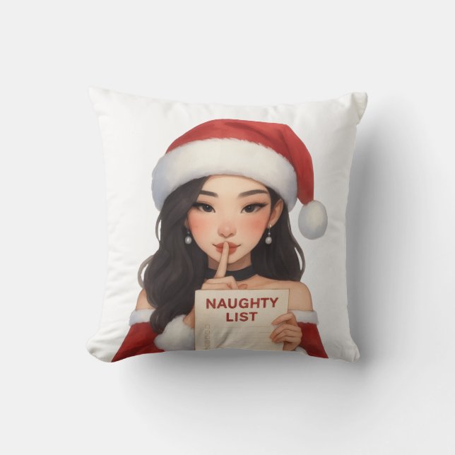 You're on my Naughty List Asian Mrs Clause Cushion (Front)