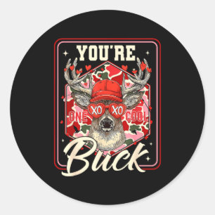 You're One Cool Buck Camouflage Valentine's Day Hu Classic Round Sticker