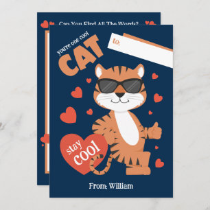 You're One Cool Cat Kids Valentine's Day Card