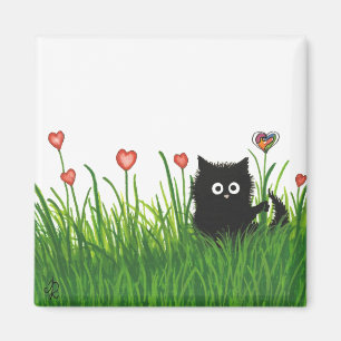 You're One of a Kind Valentine Fuzzy Cat by Bihrle Magnet