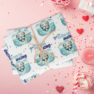 You're Otterly Amazing cute otter Valentine Wrapping Paper Sheet