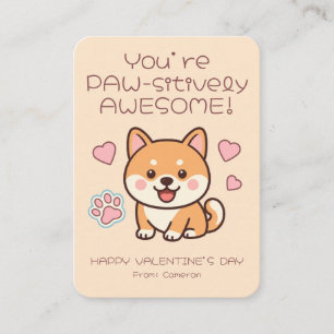 You're PAW-sitively AWESOME Kids Valentine's Card