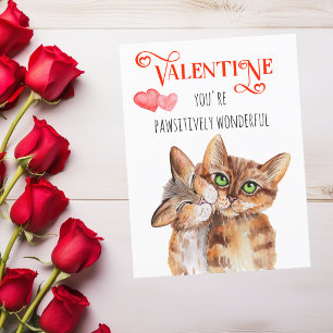 You're Pawsitively Wonderful Valentine Cats Pun Po Postcard