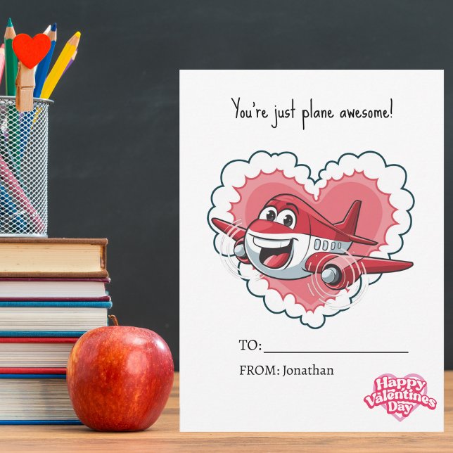 You're Plane Awesome Aeroplane Kids Valentine's Da Holiday Card (Creator Uploaded)