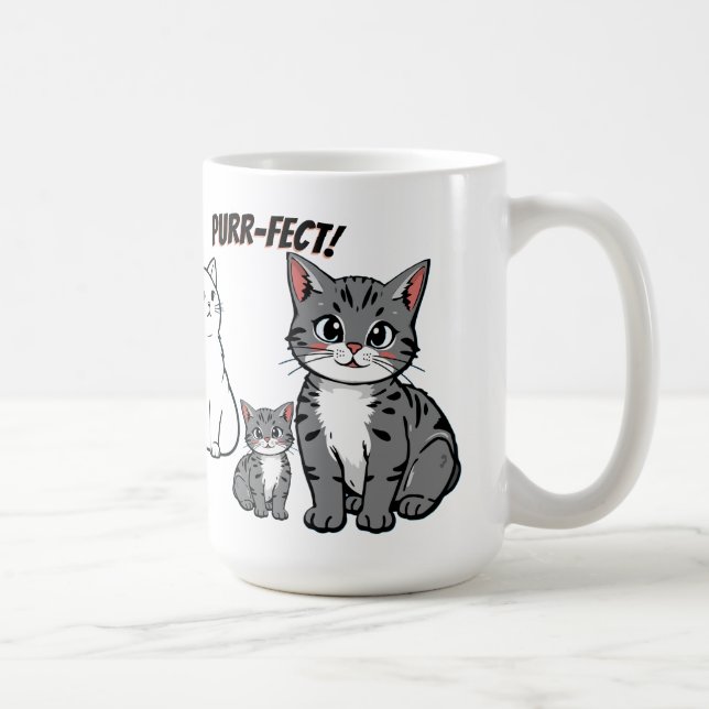You're Purr-fect Animated Cat and Hearts  Coffee Mug (Right)