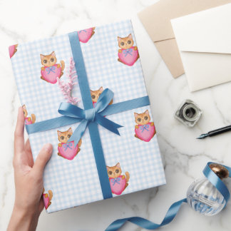 You're Purr-ty Special Gingham Kitty Cat Wrapping Paper
