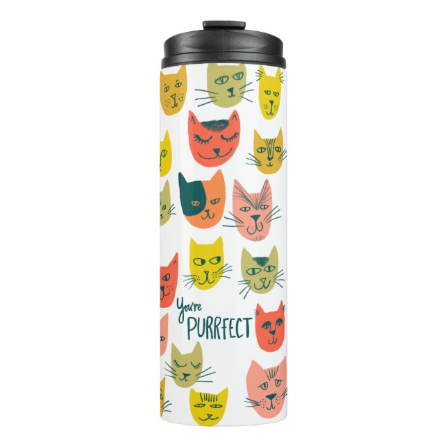 You're Purrfect! Colourful Cute Cats Thermal Tumbler (Front)
