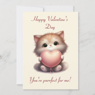 You're Purrfect for Me! Valentine's Greeting card