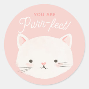 You're Purrfect Kitty Cat Classroom Valentine Day Classic Round Sticker