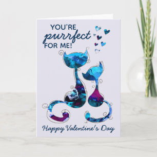 You're Purrfect Watercolor Cat Valentines Day Card