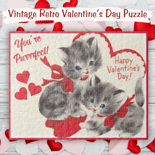 You're Purrrfect Vintage Valentine's Day Kittens Jigsaw Puzzle (You're Purrrfect Vintage Valentine's Day Kittens Jigsaw Puzzle)