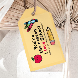 You're Reason I Love School Teacher Appreciation Gift Tags