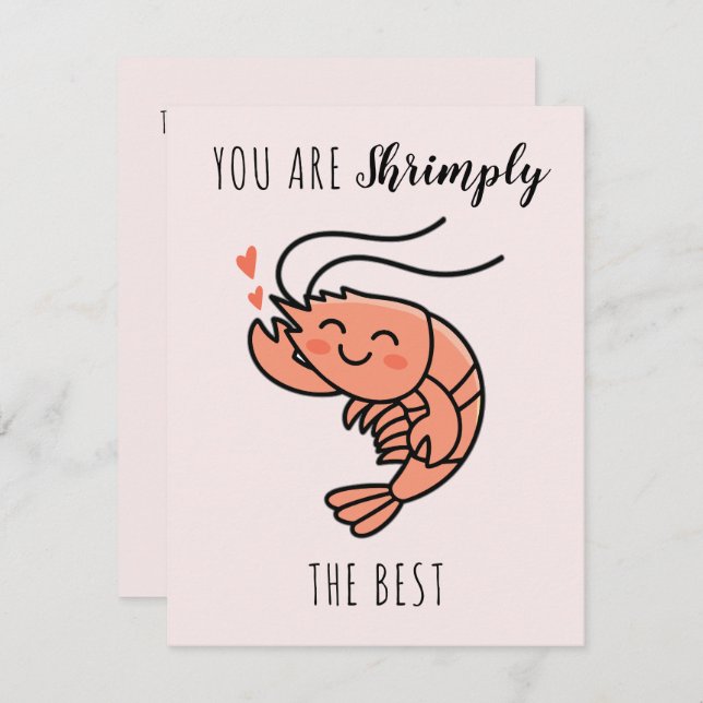 You're Shrimply The Best Cute Kids Valentine's Day Card (Front/Back)