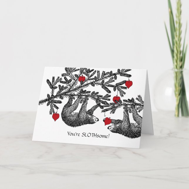 You're Slothsome, Valentine's Day Sloths, Hearts Card (Front)