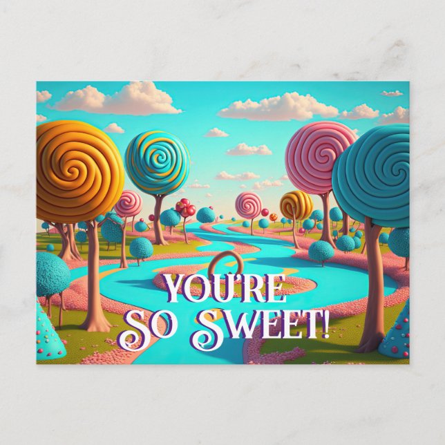 You're So Sweet Candy Lane Lollipop Gum Drop Trees Postcard (Front)