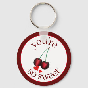 You're So Sweet Ripe Red Cherry Cherries Fruit Key Ring